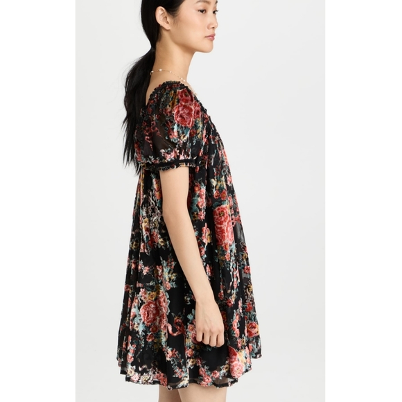 Free People Black Floral Mini Dress - Picture 2 of 7
